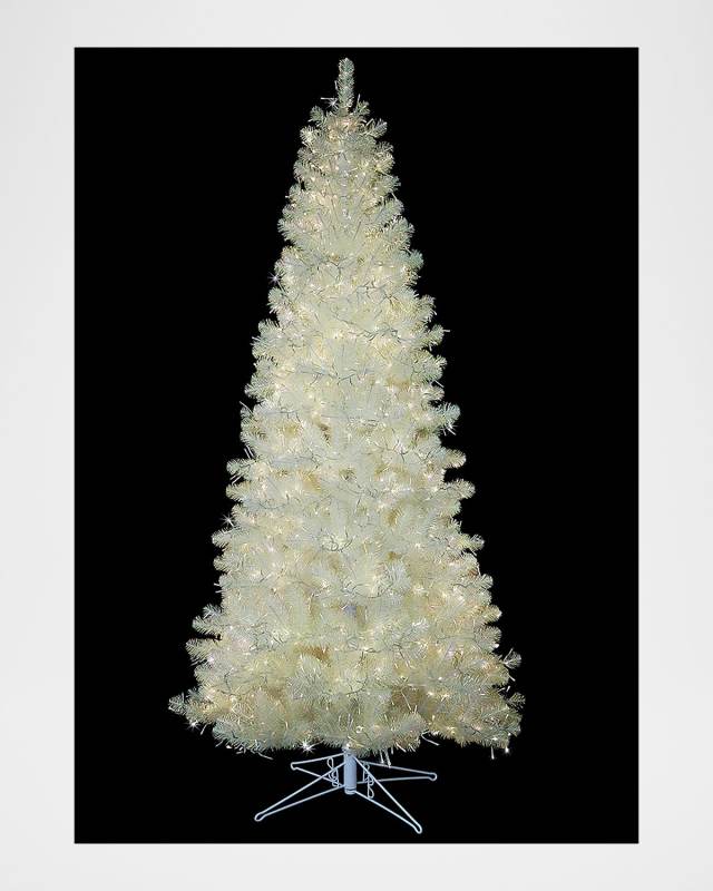 7.5' White Iridescent Pre-Lit Christmas Tree with 8 Light Functions
